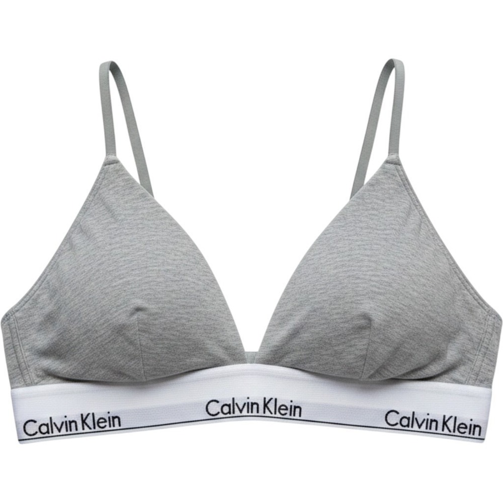 Calvin Klein Modern‎ Cotton Unlined Triangle Bralette Bra Logo Band Gray Size M
